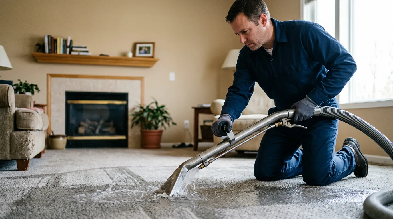 Water damage restoration technician working near Energy, TX